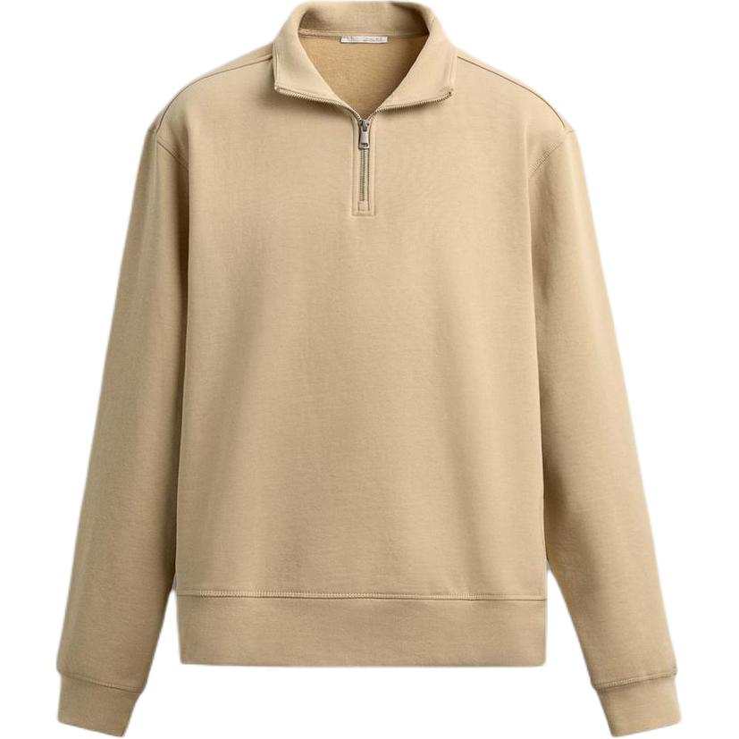 ZARA Sweatshirts Men's Wheat Straw Color Stand Collar Moderate
