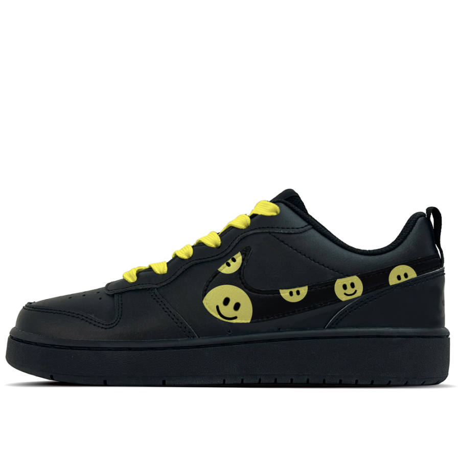 Nike Nike Court Borough Trendy Fun Print Leather Slip Resistant Abrasion Resistant Low top Kids' Skateboarding Shoes Black