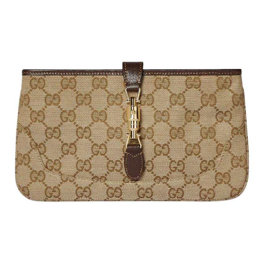 GUCCI Jackie GG Canvas Clutch Small Women's Dark Brown