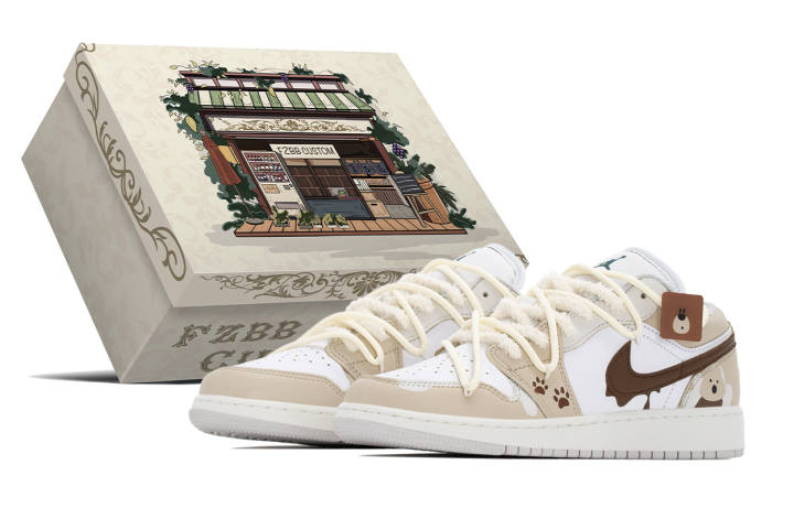 Jordan Jordan Air Jordan 1 Butter Bear Slip Resistant Abrasion Resistant Slip Resistant Abrasion Resistant Low top
