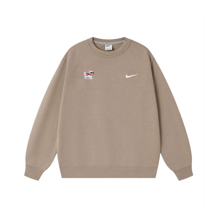 Nike Nike Club Sweatshirts Unisex Khaki Crew Neck Thickened Regular