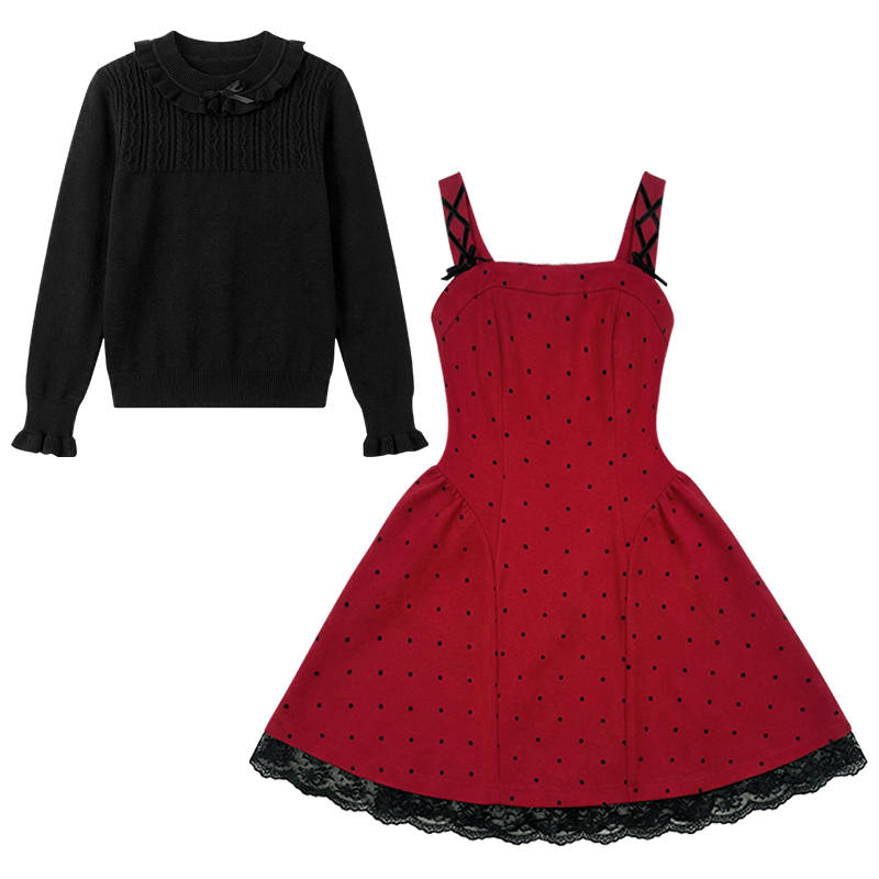 FABRIC PIG Two Piece Skirt Sets Women's Peter Pan Collar Moderate Short