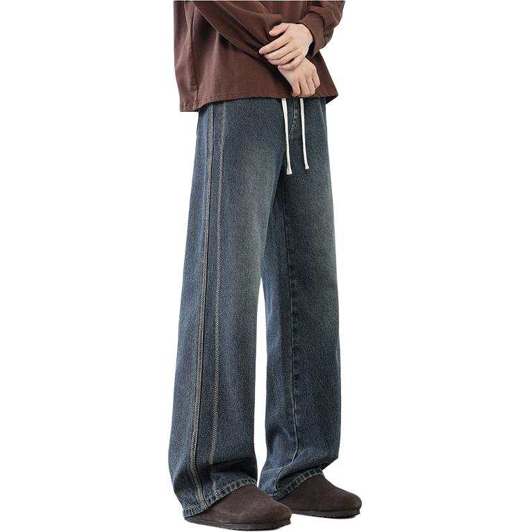 Tonlion Jeans Unisex Dark Blue Moderate Straight Fit Pants