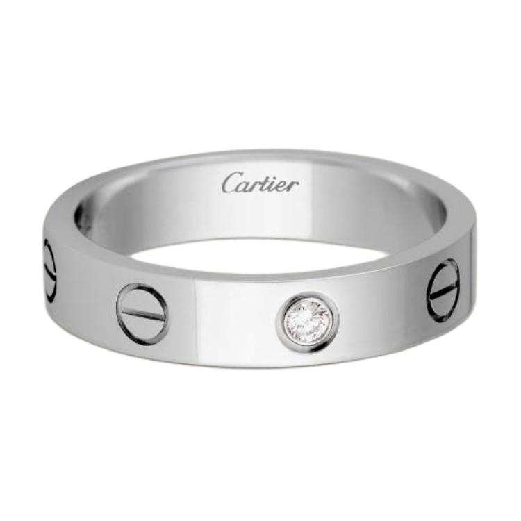 CARTIER LOVE 18K Gold Diamond Rings Unisex White Gold