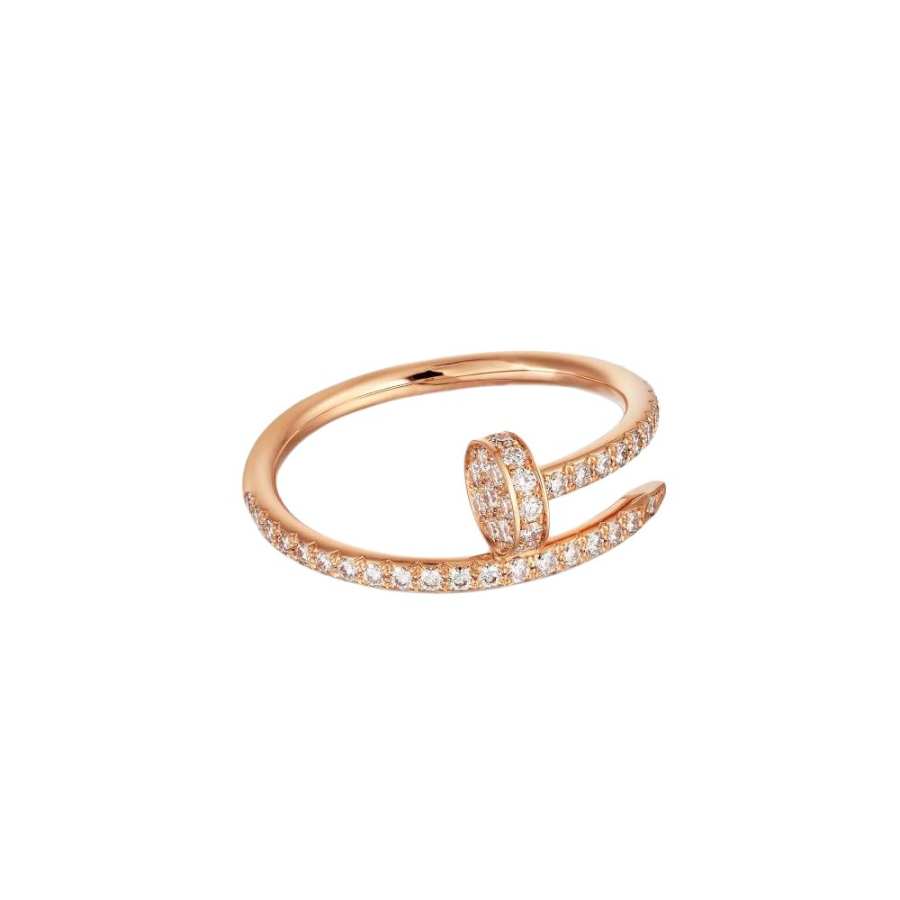 CARTIER JUSTE UN CLOU 18K Gold Diamond Rings Unisex Rose Gold