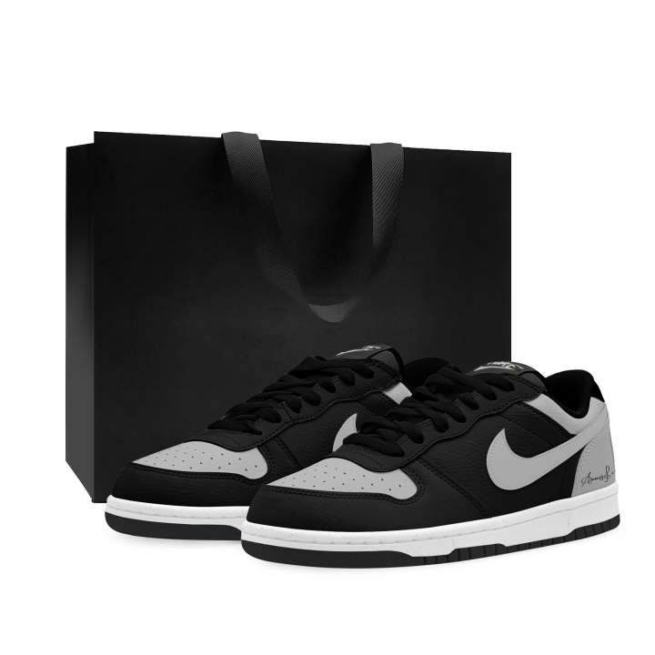 Nike Nike Big Low Lu Cushioning Abrasion Resistant Slip Resistant Low top Skateboard Shoes Unisex Black Gray