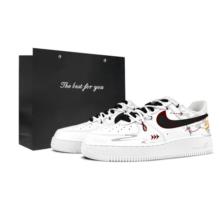 Nike Nike Air Force1 Shadow Abrasion Resistant Low top Skateboard Shoes Unisex White Red