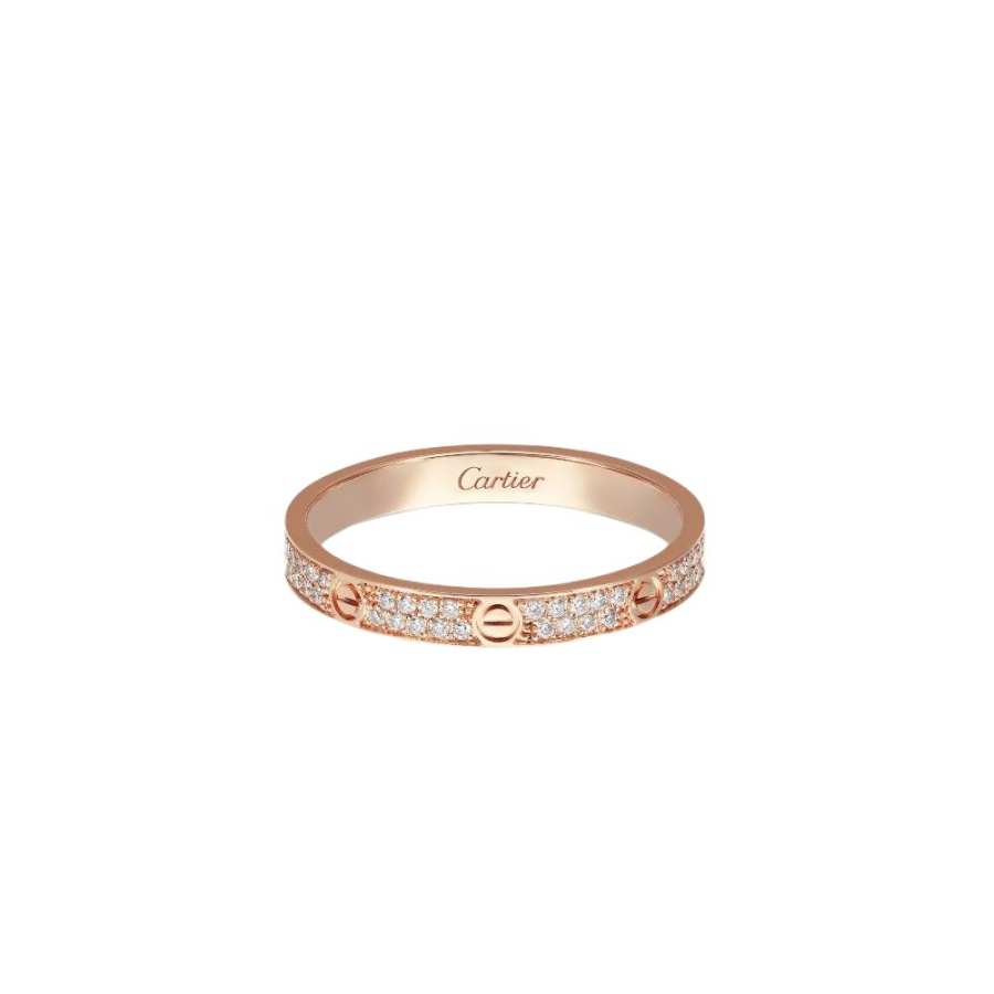 CARTIER LOVE 18K Gold Diamond Rings Men's Rose Gold