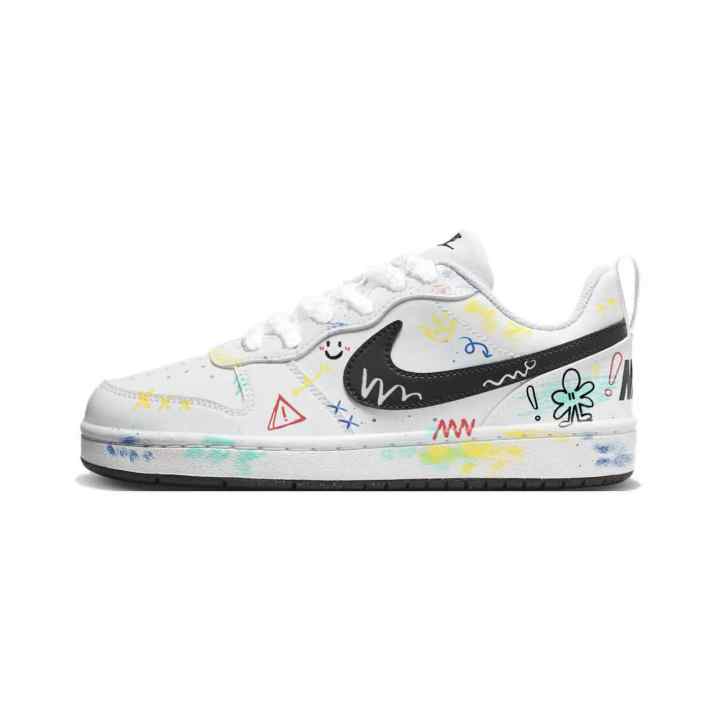 Nike Nike Court Borough Multicolor Synthetic Leather Cushioning, Wear Resistant Low top Skateboard Shoes Black Unisex
