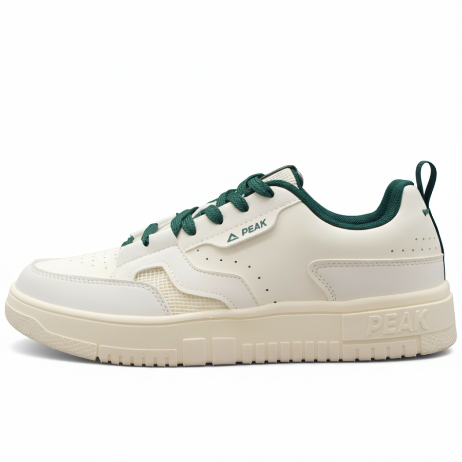 PEAK Classic Heritage Synthetic Leather Low top Skateboard Shoes Men's White Green