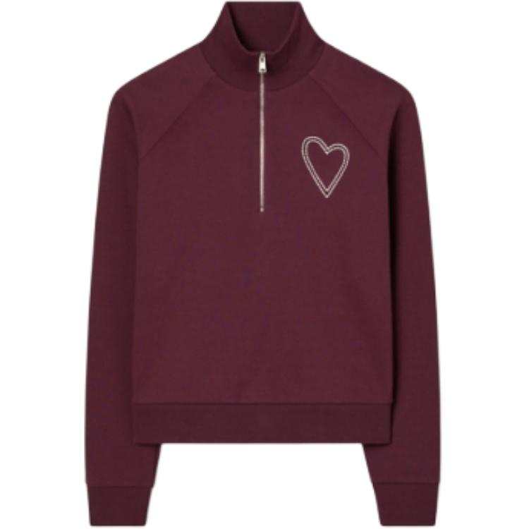 TORY BURCH Polo Shirts Women's Dark Plum Stand Collar Other