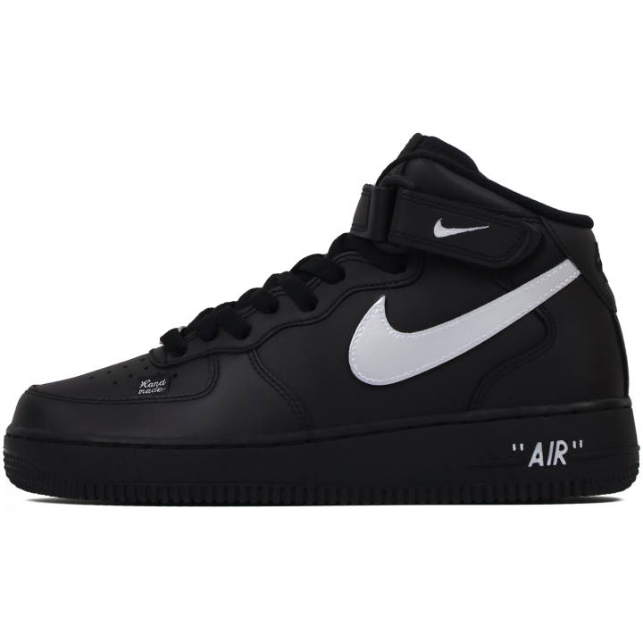 Nike Nike Air Force 1 Abrasion Resistant Mid top Skateboard Shoes Unisex Black Silver