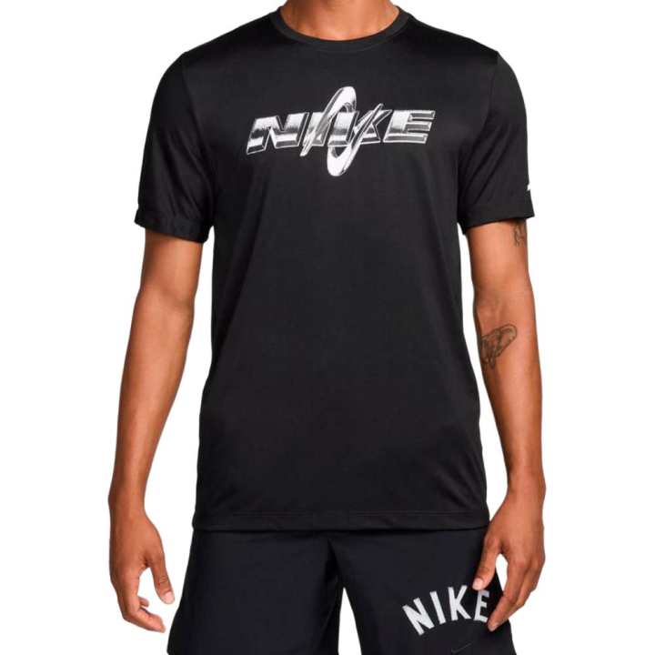 Nike Nike T Shirts Men's Preto Crew Neck Moderate Straight Fit