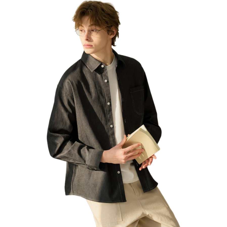 Tonlion Shirts Unisex Dark Gray Lapel Moderate Other
