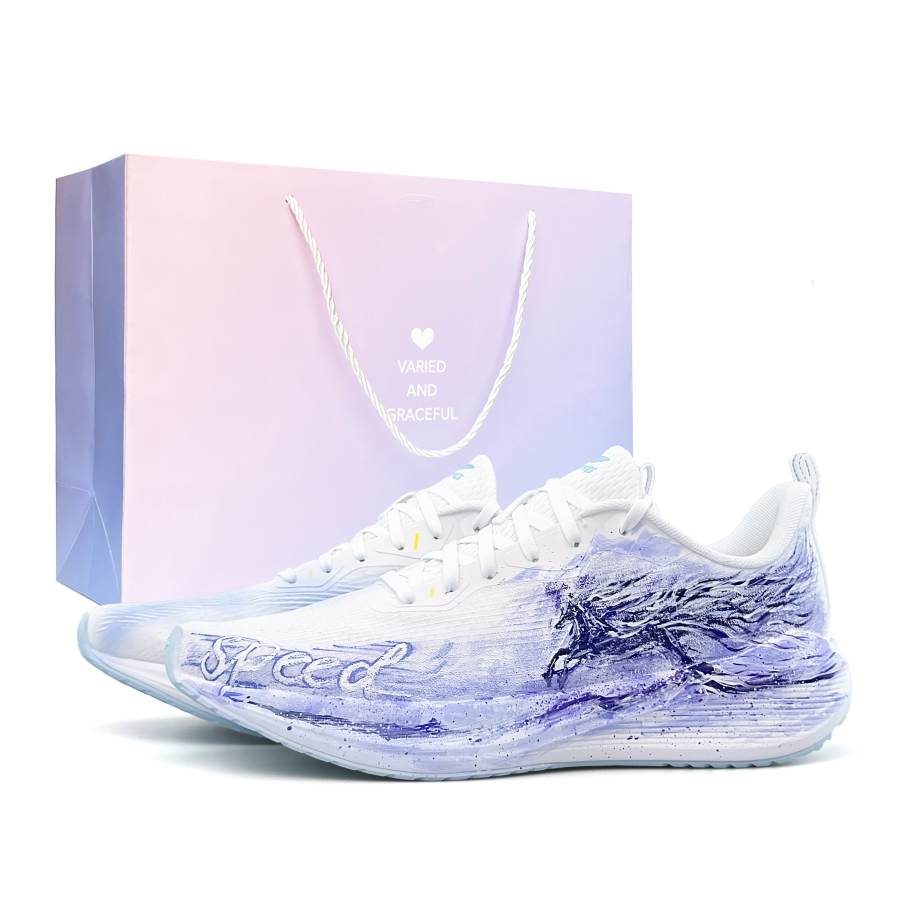 Li-Ning Li Ning Wuyue Low top Casual Physical Fitness Test & Exam City Commuting Running Shoes Unisex White Purple