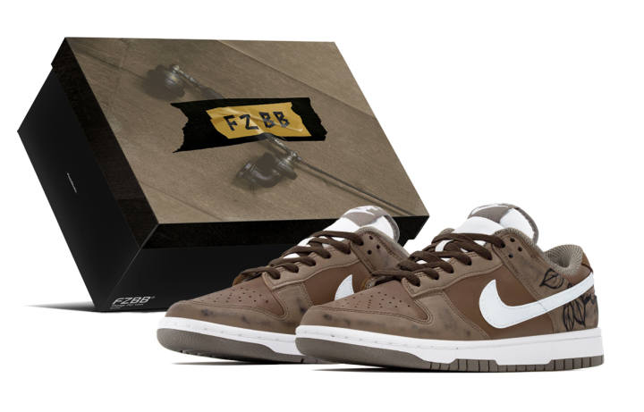 Nike Nike Dunk Box, Coffee Brown Abrasion Resistant Slip Resistant Low top Skateboard Shoes Men's Black White Brown