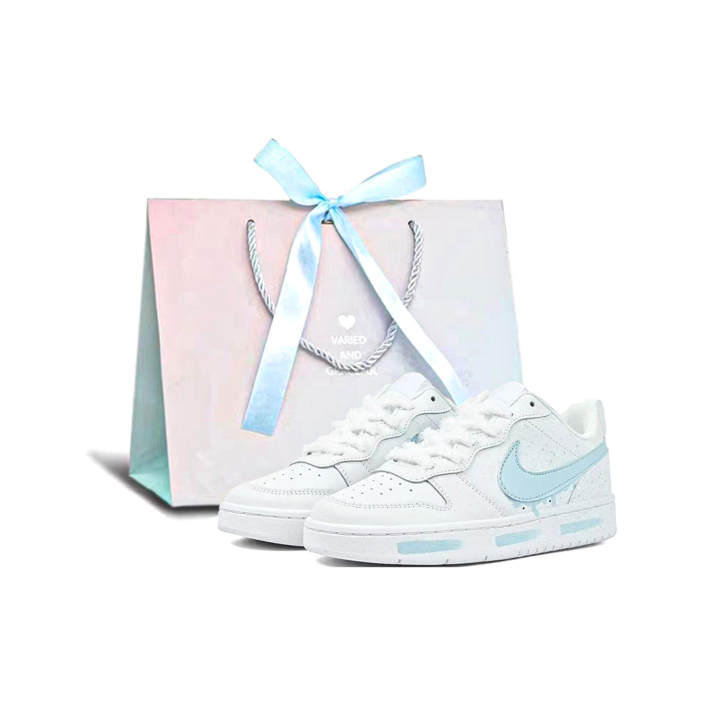Nike Nike Court Borough Blue Grape Ink Splatter Cushioning, Wear Resistant Low top Skateboard Shoes Unisex Blue