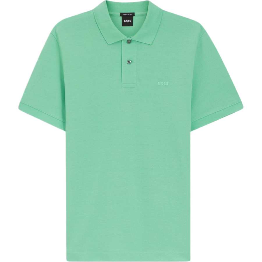 HUGO BOSS Polo Shirts Men's Green Polo Collar Moderate Straight Fit
