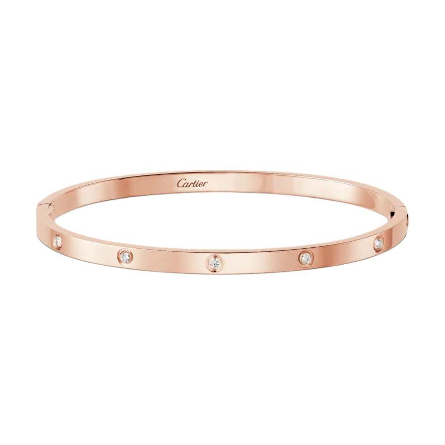 CARTIER LOVE 18K Gold Diamond Bangles Women's Rose Gold