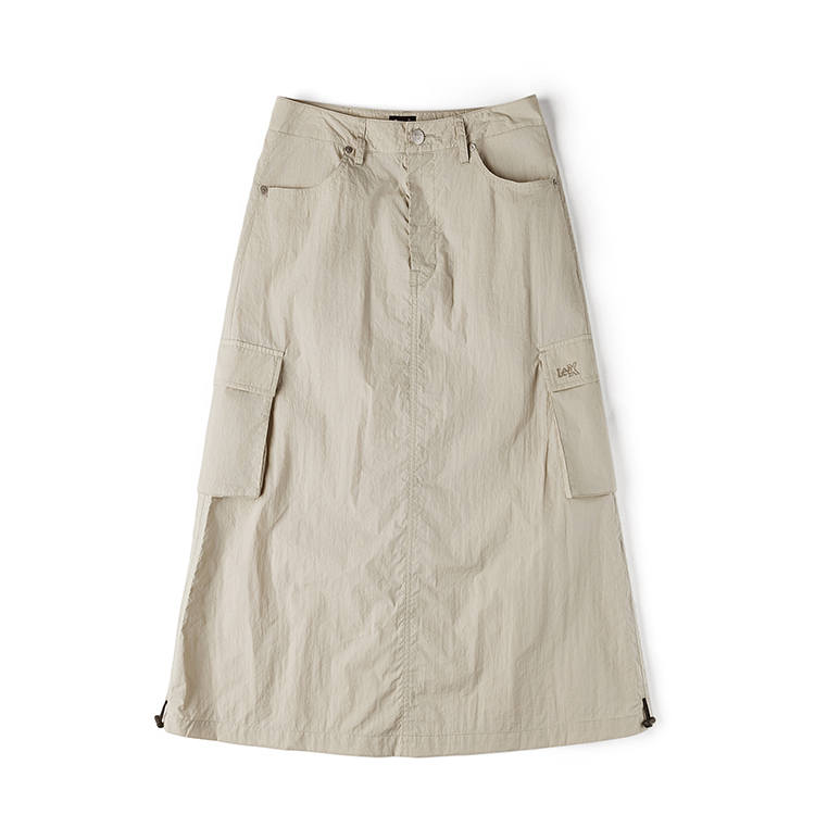 Lee Casual Long Skirts Women's Gray Green Thin Mid Length Cargo Skirt