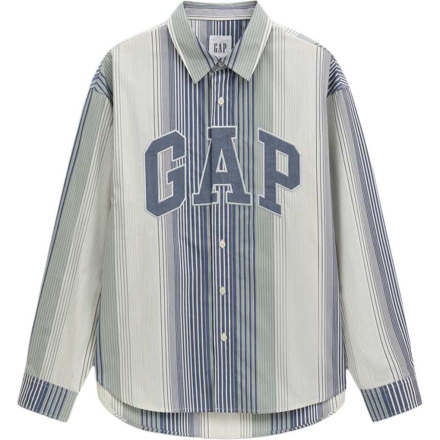 GAP Shirts Unisex Blue White Stripes Lapel Moderate Other