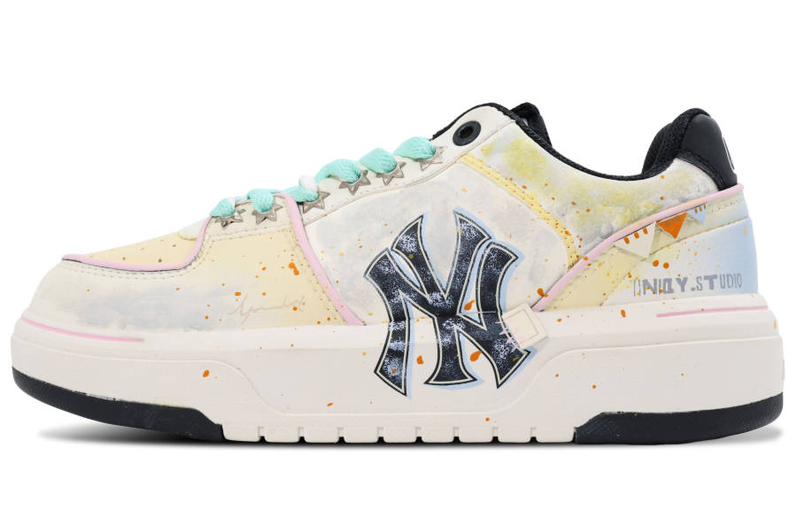 MLB Chunky Liner Height Increasing Abrasion Resistant Low top Skateboard Shoes Unisex Beige