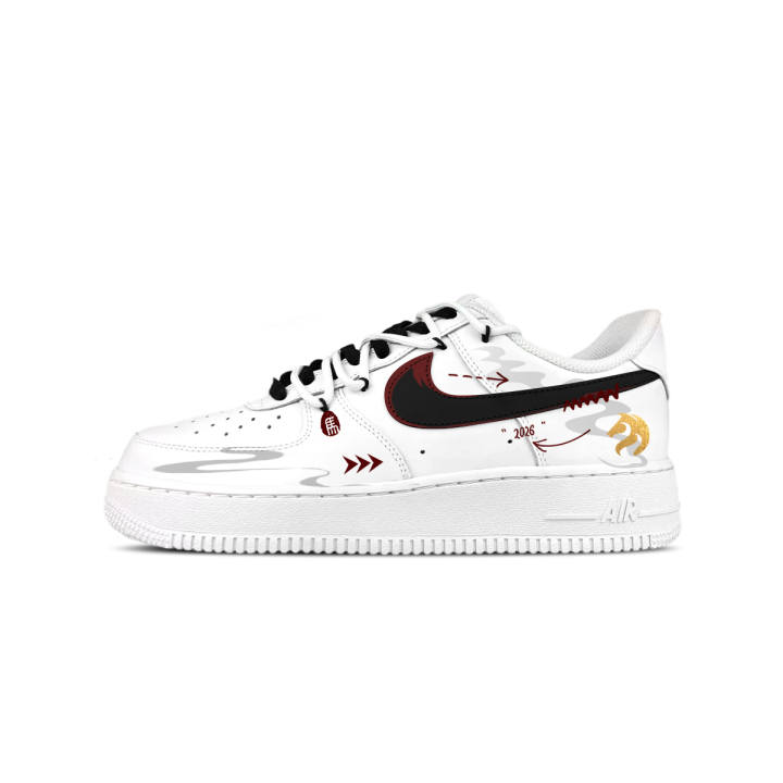 Nike Nike Air Force1 Shadow Abrasion Resistant Abrasion Resistant Low top Skateboard Shoes Unisex White Red