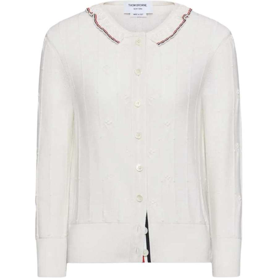 THOM BROWNE Thom Browne bobble stitch lace-trim cardigan