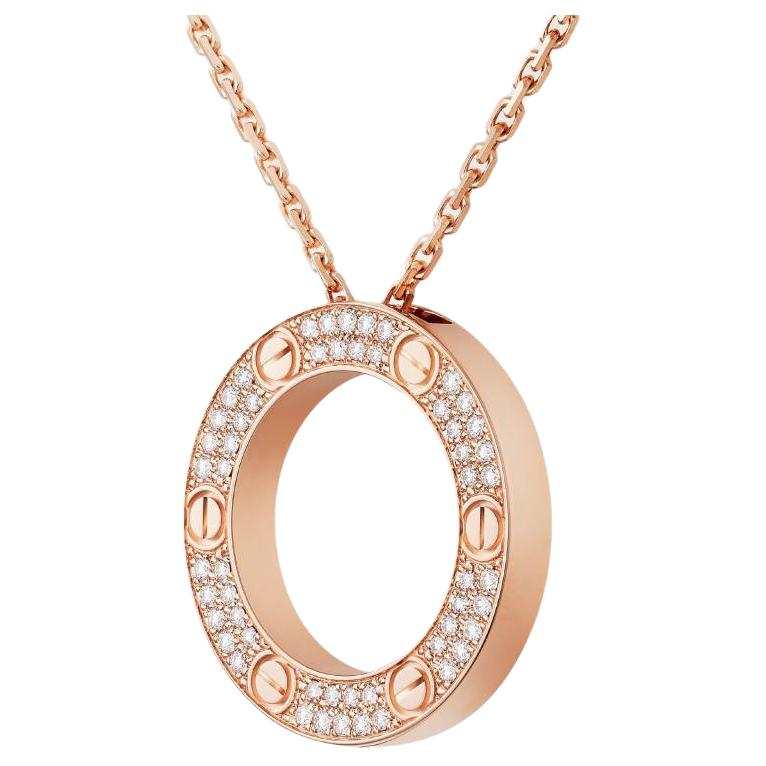 Cartier 18K Pink Gold Love Diamonds Pendant Necklace