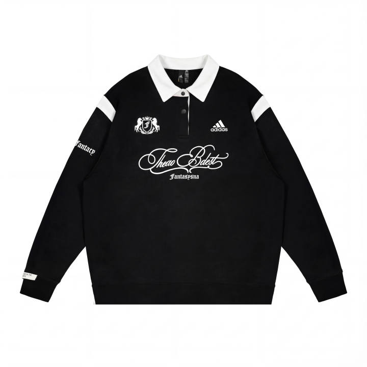 Adidas Adidas Sweatshirts Unisex Black Lapel Moderate Regular