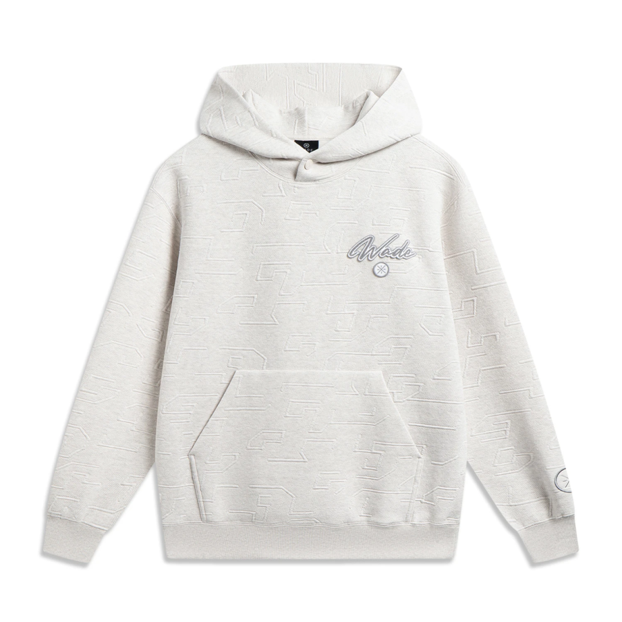 Li-Ning Li Ning Sweatshirts Men's Heather Gray Tile Gray Jacquard Hooded Moderate Regular