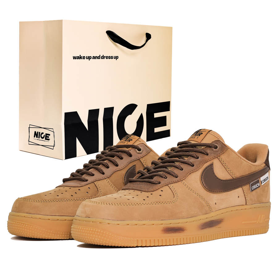 Nike Nike Air Force 1 Cushioning Slip Resistant Low top Skateboard Shoes Unisex Dark Brown