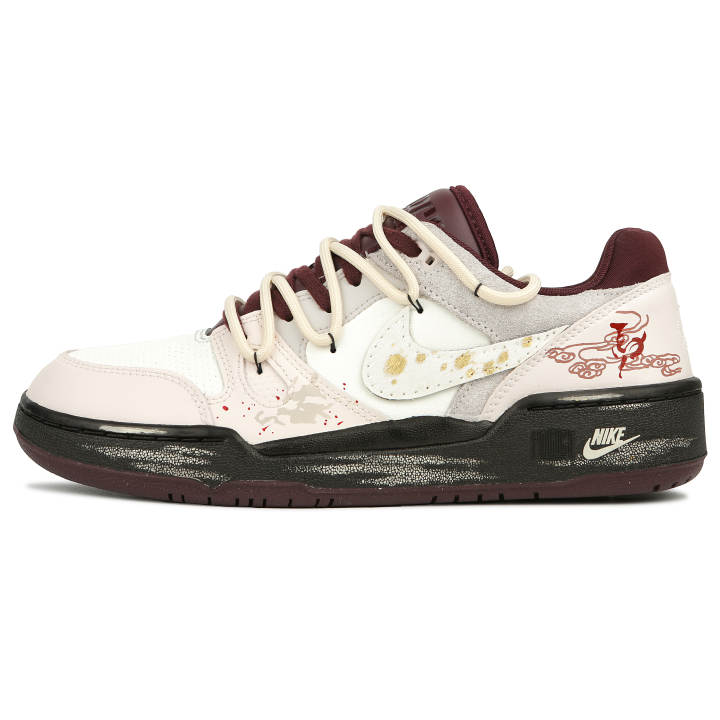 Nike Nike Full Force Cushioning Slip Resistant Low top Skateboard Shoes Unisex Beige & Burgundy Red