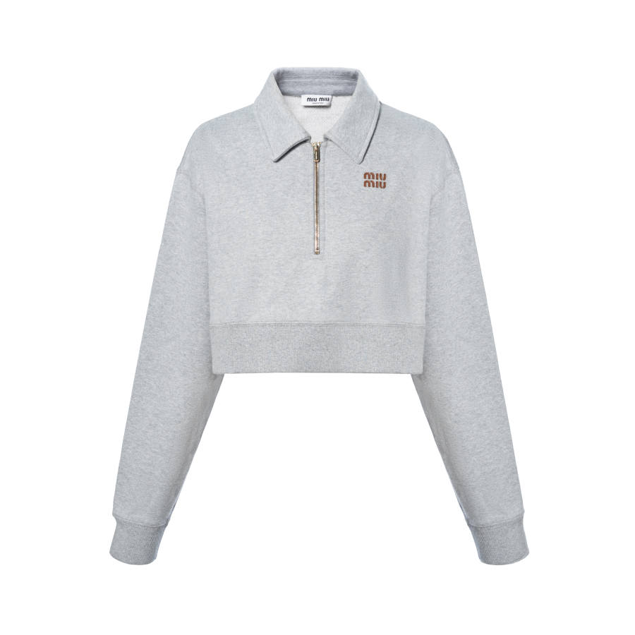 MIU MIU Long Sleeved Cropped Polo Shirt