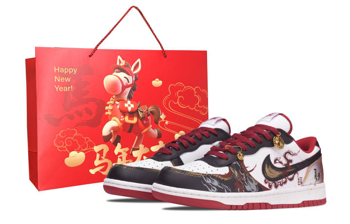 Nike Nike Big Fiery Flame Horse Low top Skateboard Shoes Men's Red Black White