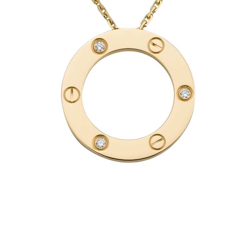 CARTIER LOVE 18K Gold Diamond Necklaces Unisex Gold