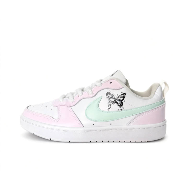 Nike Nike Pink White Butterfly Leather Cushioning Abrasion Resistant Slip Resistant Low top Skateboard Shoes Unisex Pink