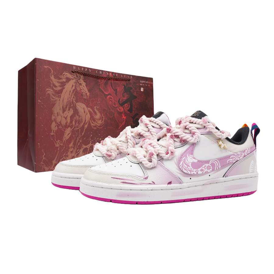 Nike Nike Court Borough Dream As A Horse Abrasion Resistant Kids' Skateboarding Shoes Pink White Teenagers