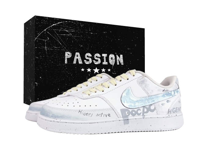 Nike Nike Court Vision 1 Qingyi White Blue Abrasion Resistant Slip Resistant Abrasion Resistant Slip Resistant Low top