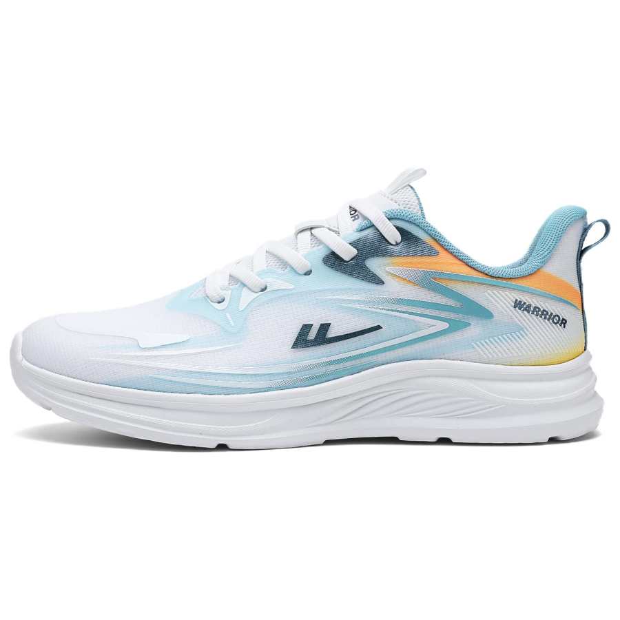 Warrior Fabric Cushioning Lightweight Breathable Low top Casual Shoes Men's White Light Blue Orange