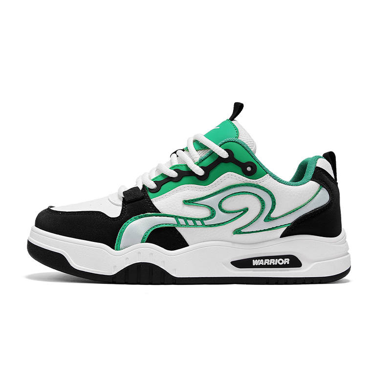 Warrior Height Increasing Abrasion Resistant Lightweight Low top Skateboard Shoes Men's White Black Green