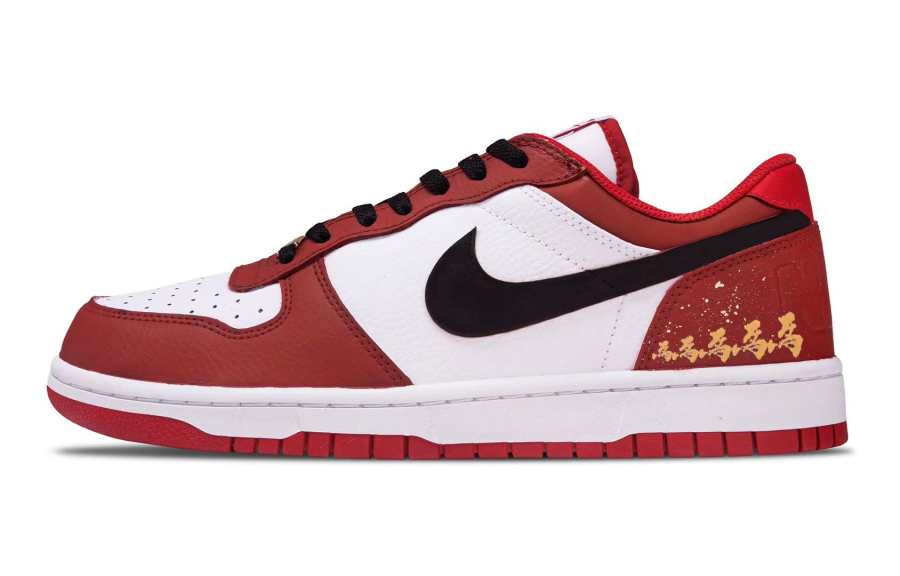 Nike Nike Big Leather Slip Resistant Low top Skateboard Shoes Men's Black Red