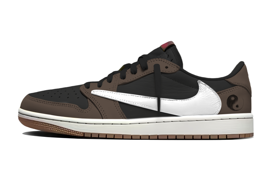 Jordan Travis Scott x Jordan Air Jordan 1 Ink Brown Tai Chi Fashion Trend Abrasion Resistant Abrasion Resistant Low top