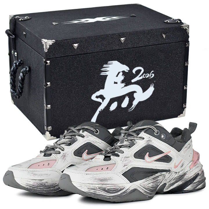 Nike Nike M2K Tekno Old Dream Pink Shadow Abrasion Resistant Low top Chunky Sneakers Women's Gray Black