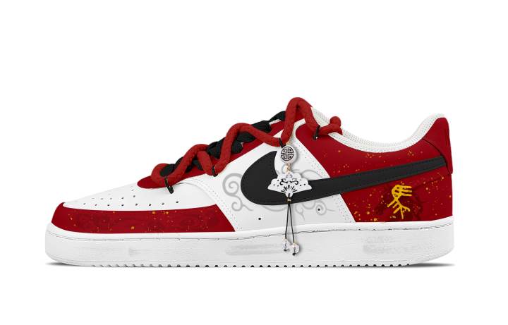 Nike Custom Nike Court Vision 1 Cinnabar Red Fortune Knot Abrasion Resistant Slip Resistant Low top Skateboard Shoes Men's