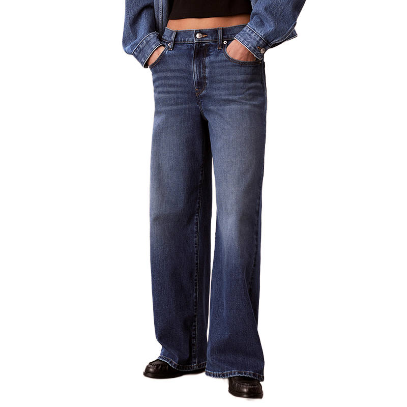 Calvin Klein Jeans Women's 2PV Denim Dark Blue Moderate Wide Leg Pants