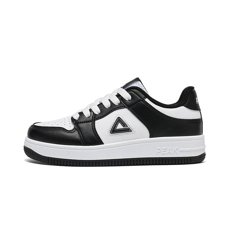 PEAK Trendy Lifestyle Collection White Sneakers Low top Skateboard Shoes Black White Unisex
