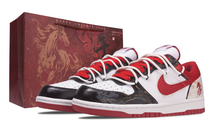Nike Nike Big Mystic Pattern Horse Abrasion Resistant Breathable Low top Skateboard Shoes Men's Black Red