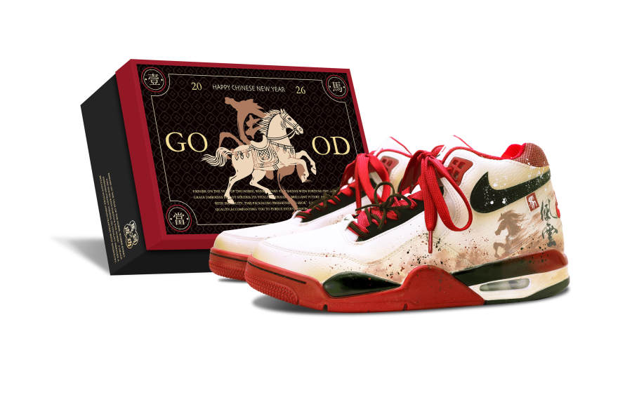 Nike Nike Flight Legacy Abrasion Resistant Mid top Vintage Basketball Shoes Unisex Red Black