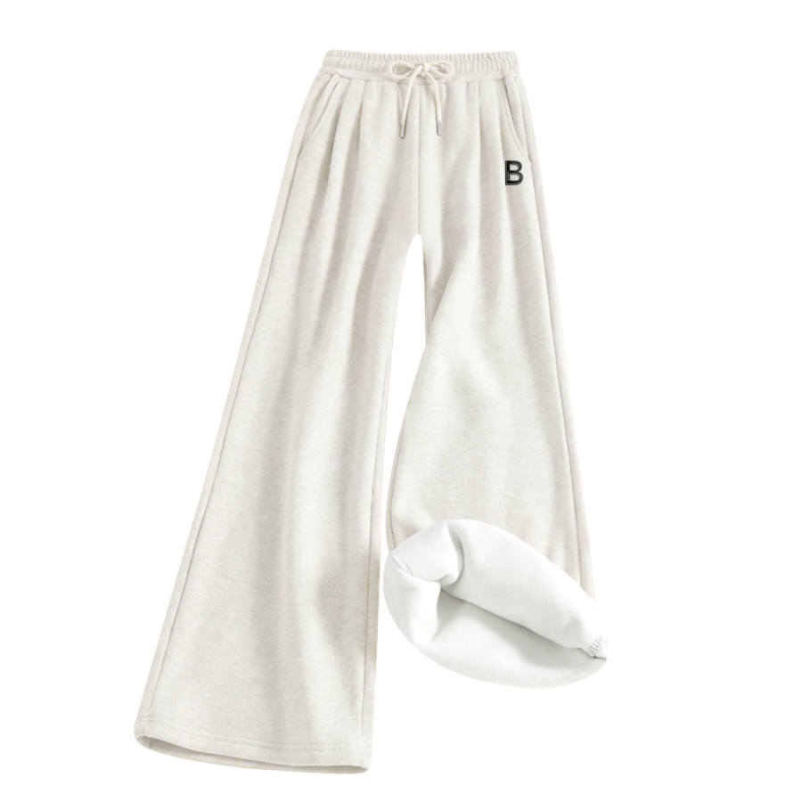 Tonlion Casual Pants Women's Thickened And Fleece Lined Wide Leg Pants
